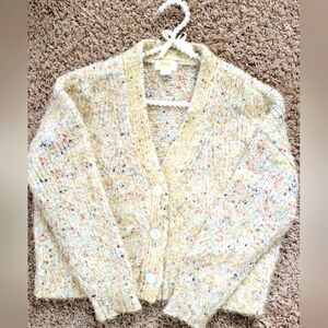 Anthropologie Cream Cardigan Sweater with Speckled Design In A SZ(Small)🤍